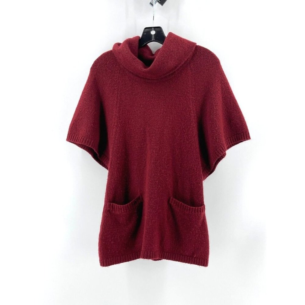 Fenn Wright Manson Women's Burgundy Knit Cowl Neck Pocket Tunic Sweater Size XS